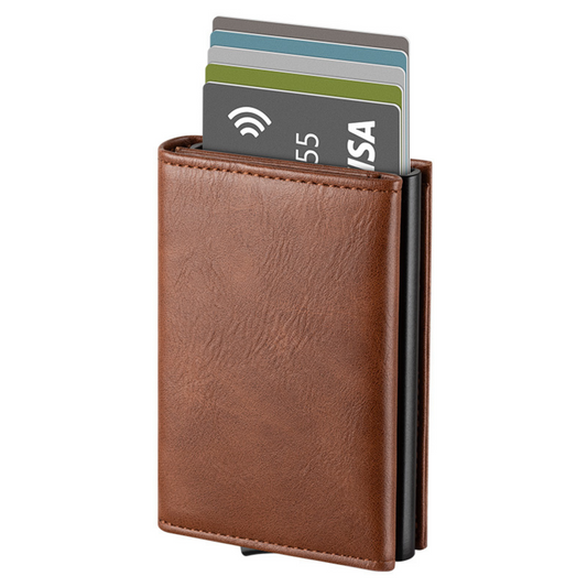 Leather Cardholder Wallet with Zipper Pocket